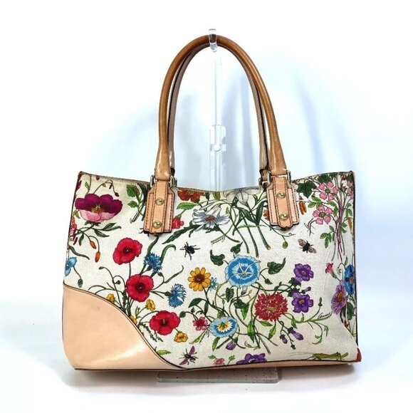 GUCCI Flora floral pattern flower Shoulder Bag Canvas/Leather Multicolore - Picture 2 of 15